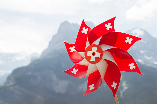 Swiss pinwheel. With mountains in the background